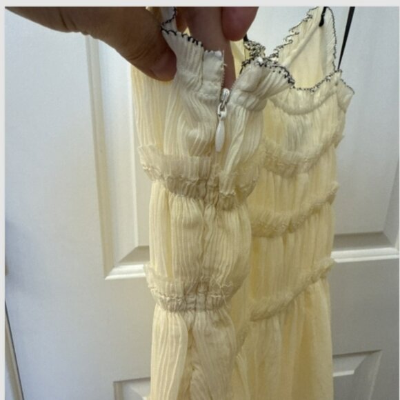 Zara Little Bow Textured Beige Black Straps Mini Dress Size M Feminine Beach Fun - Picture 5 of 9